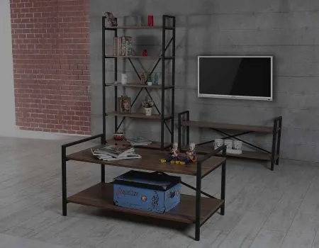 TV Ünitesi ve Kitaplık Takımı — Akın Metal Mobilya üretimi