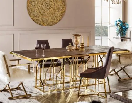 Gold Ayaklı Yemek Masası